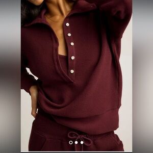 Negative Maroon Waffle Knit Top (S) and Joggers (M)